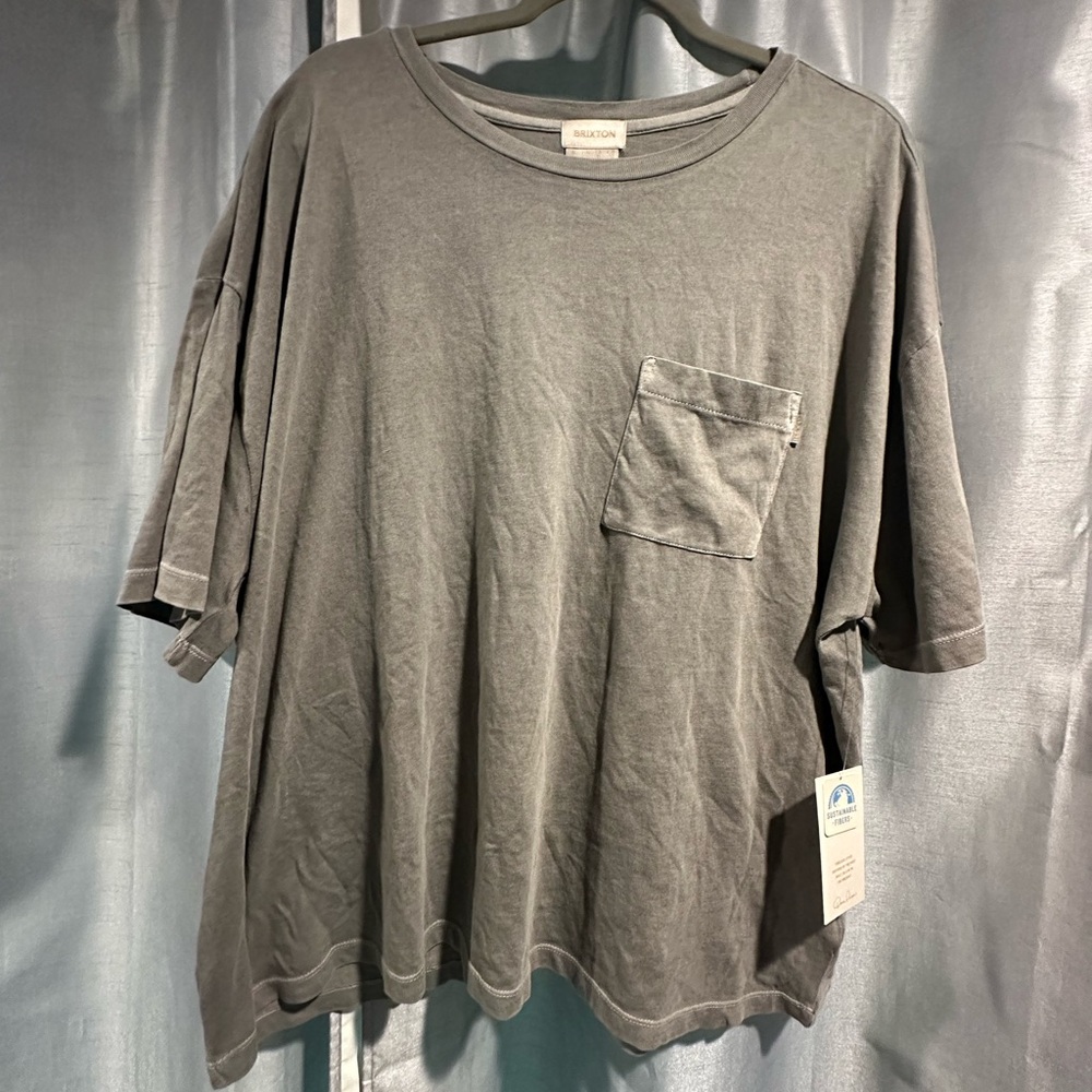 Brixton Gray Oversized Pocket Tshirt Size Large New with Tags